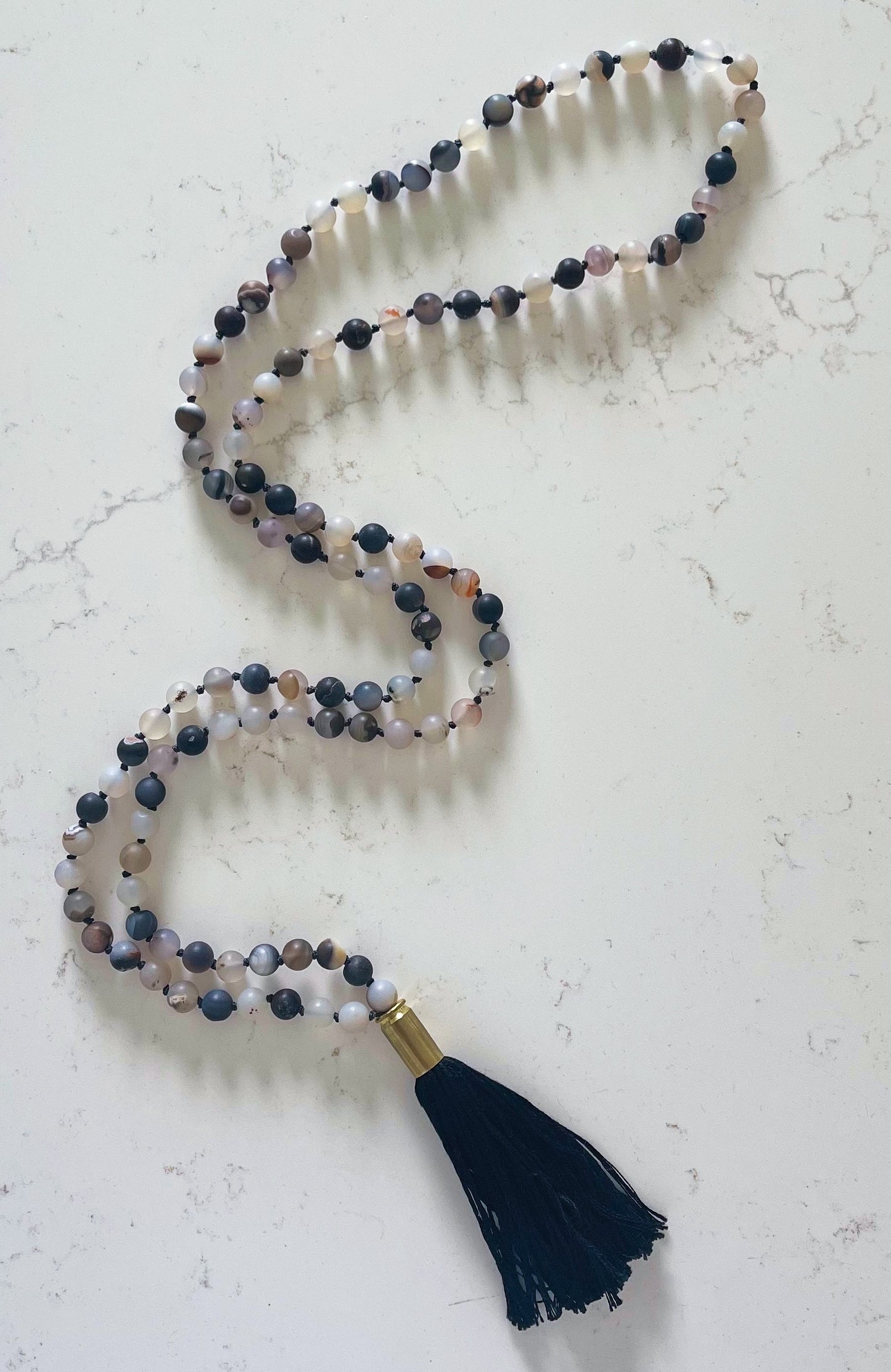 Matte Earth Stone Mala Necklace